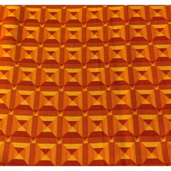 Retro Geometric Cotton Fabric Fat Quarter 18" x 22" Orange Yellow Craft Sewing M - Picture 6 of 7
